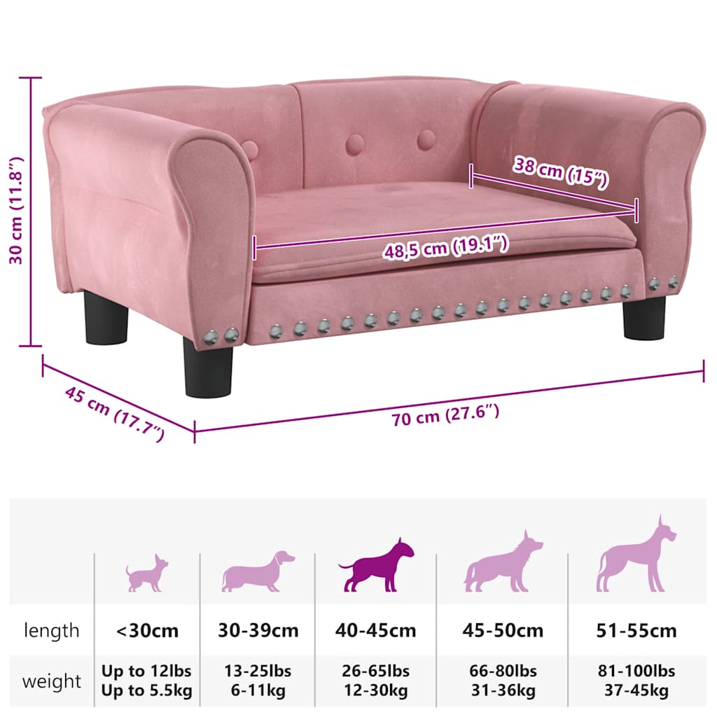 Hundebett Rosa 70x45x30 cm Samt