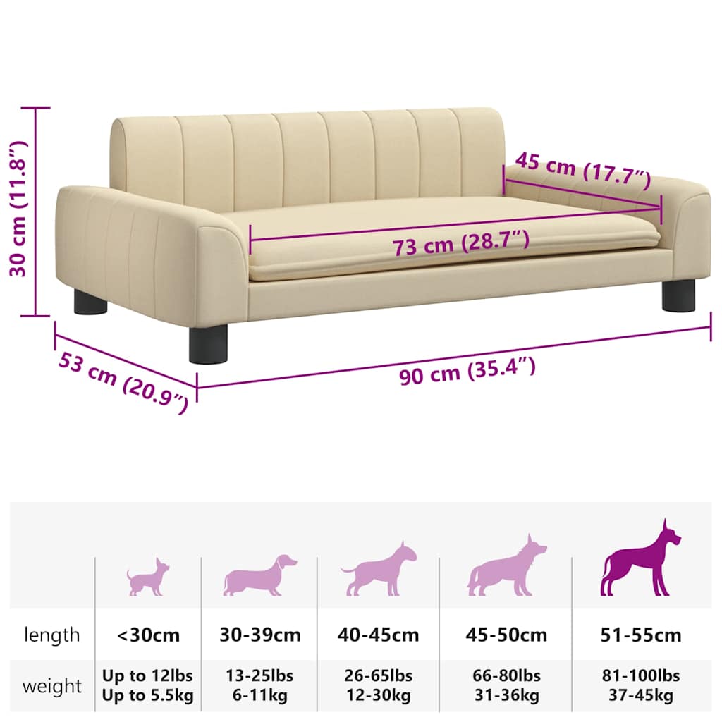 Hundebett Creme 90x53x30 cm Stoff