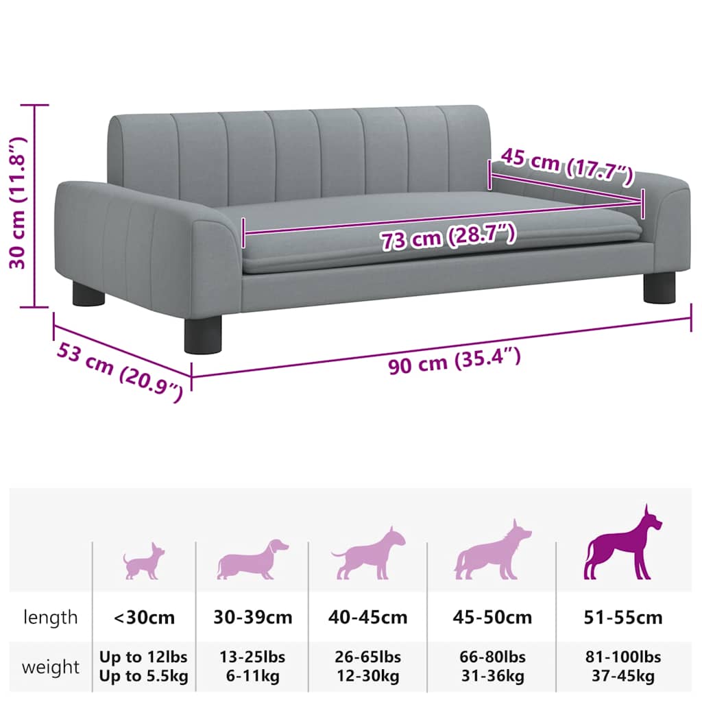 Hundebett Hellgrau 90x53x30 cm Stoff