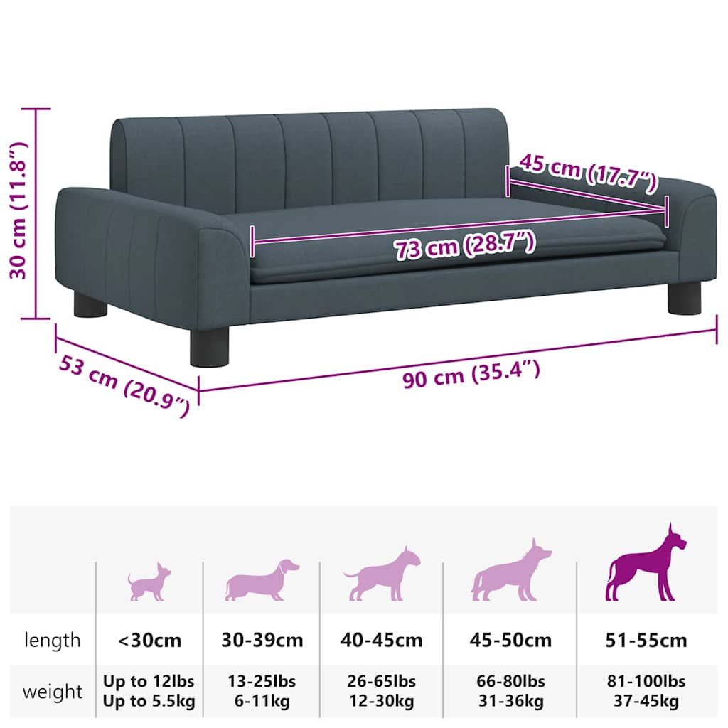 Hundebett Dunkelgrau 90x53x30 cm Stoff
