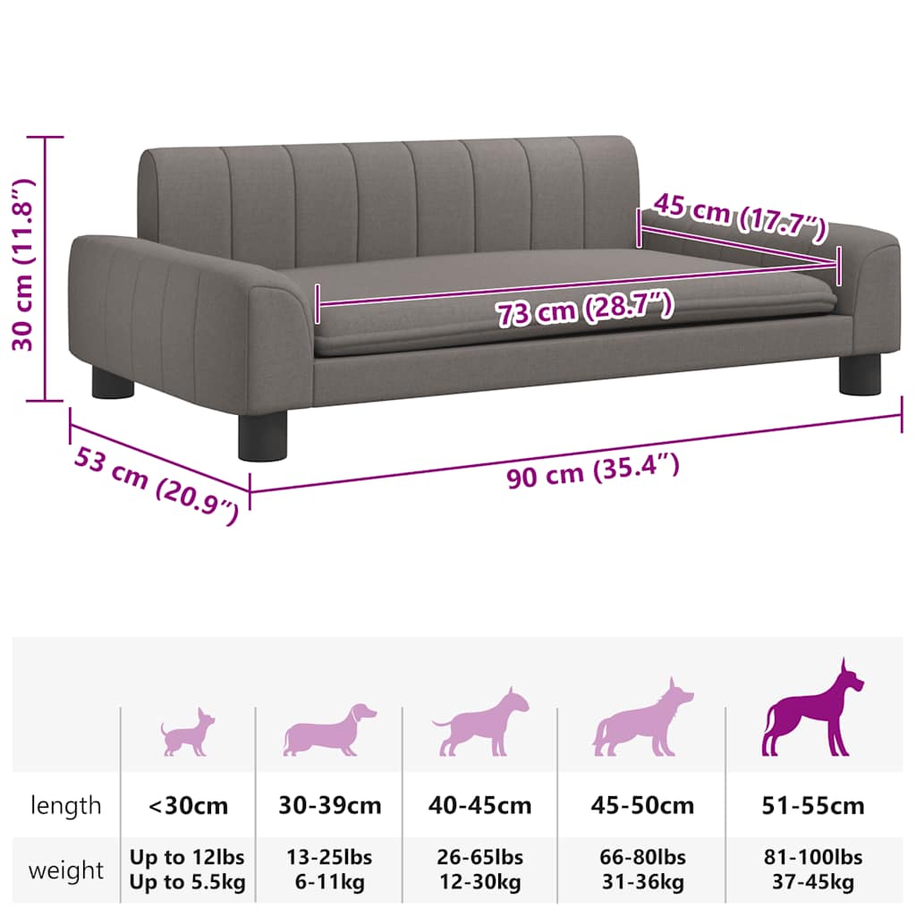 Hundebett Taupe 90x53x30 cm Stoff