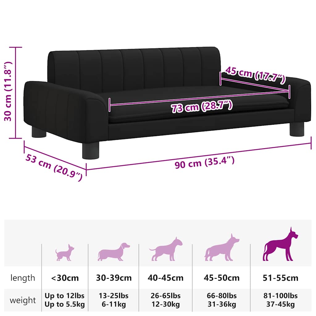 Hundebett Schwarz 90x53x30 cm Kunstleder