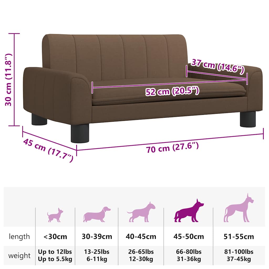 Letto per cani marrone 70x45x30 cm tessuto