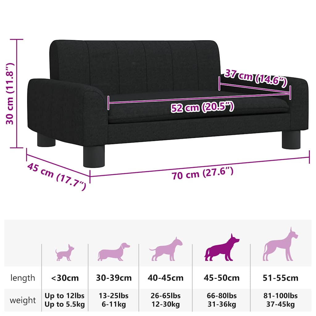 Hundebett Schwarz 70x45x30 cm Stoff
