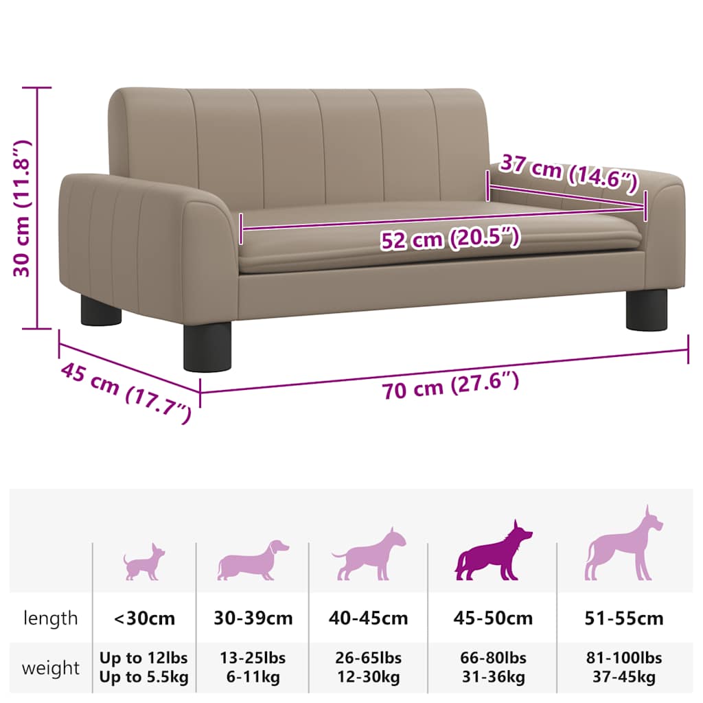 Hundebett Cappuccino-Braun 70x45x30 cm Kunstleder
