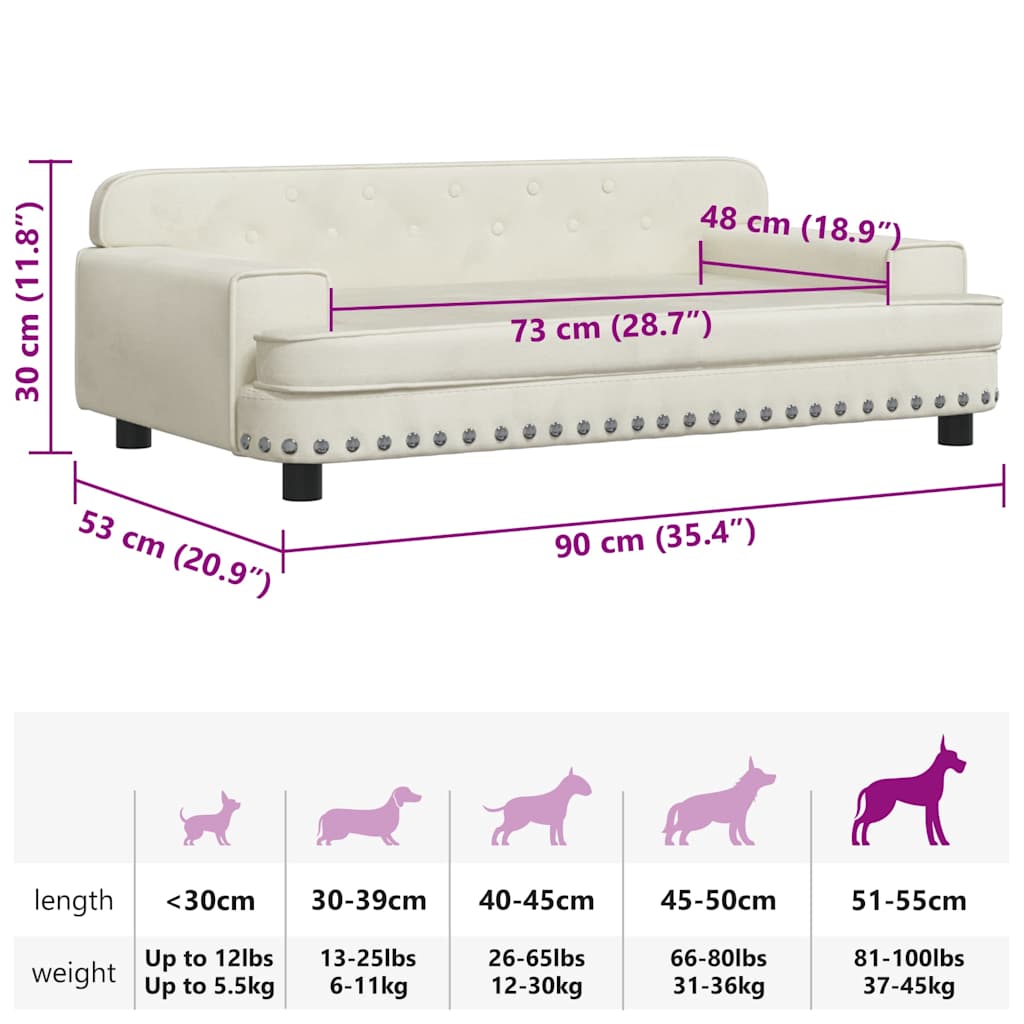 Hundebett Creme 90x53x30 cm Samt