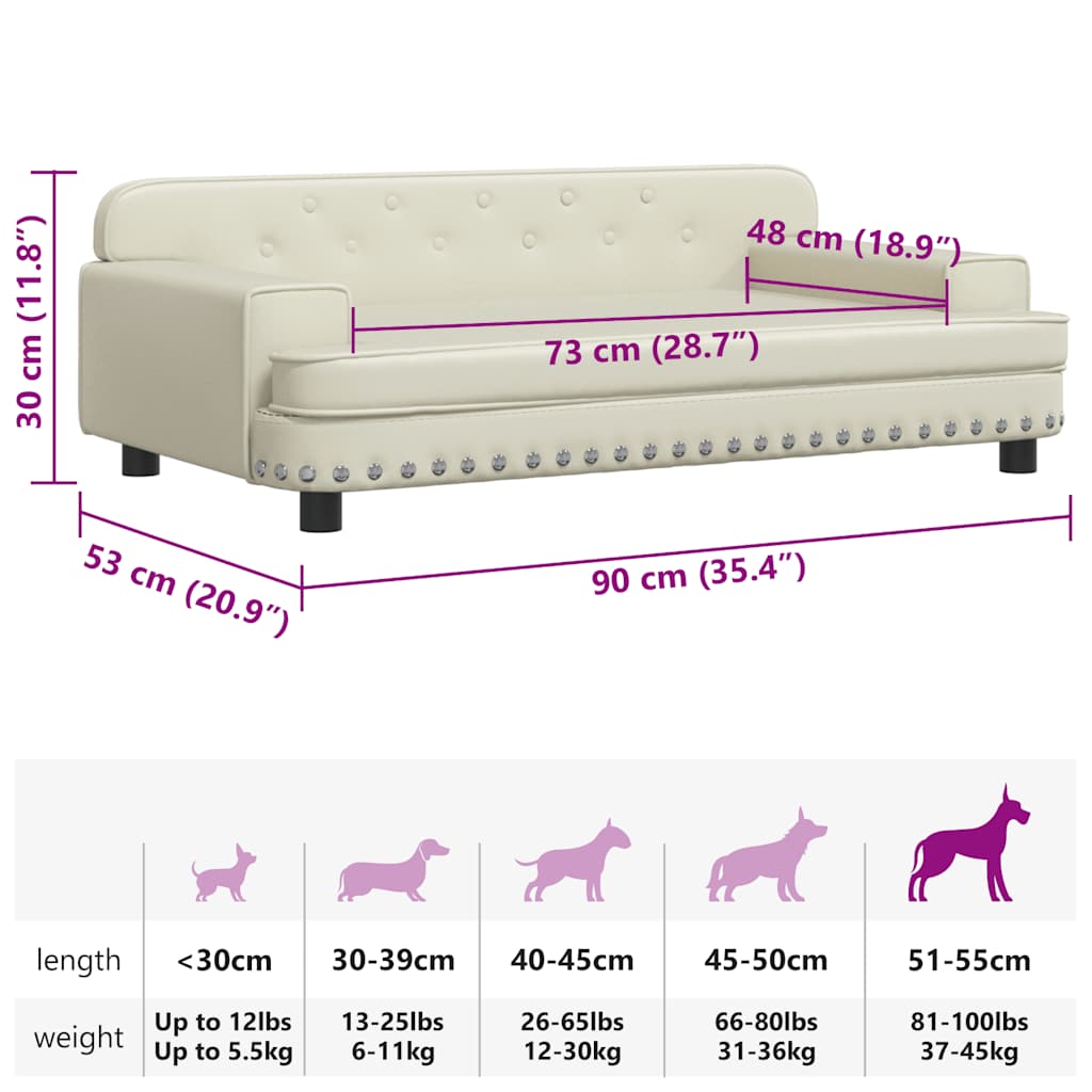 Hundebett Creme 90x53x30 cm Kunstleder