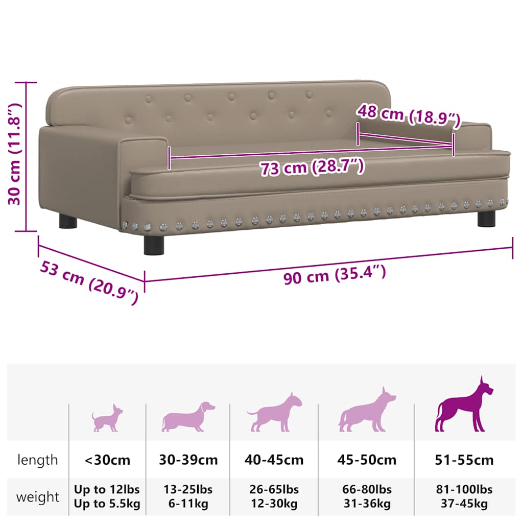 Hundebett Cappuccino-Braun 90x53x30 cm Kunstleder