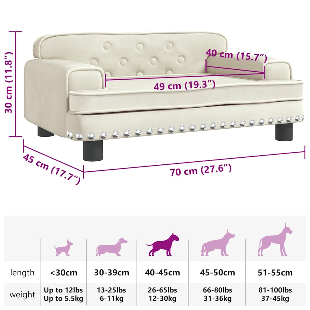 Hundebett Creme 70x45x30 cm Samt