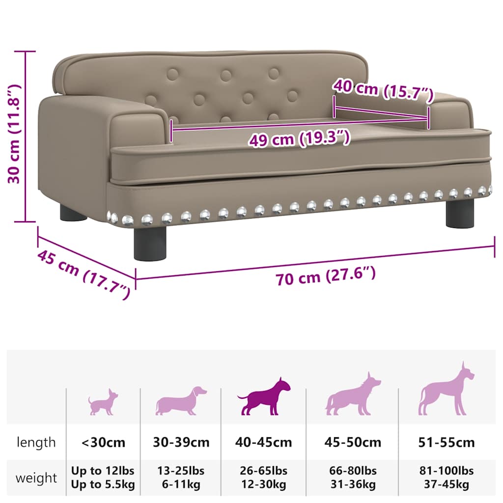 Hundebett Cappuccino-Braun 70x45x30 cm Kunstleder