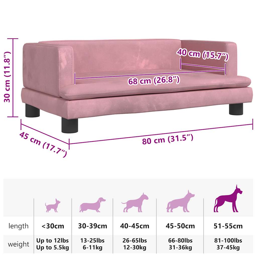 Hundebett Rosa 80x45x30 cm Samt