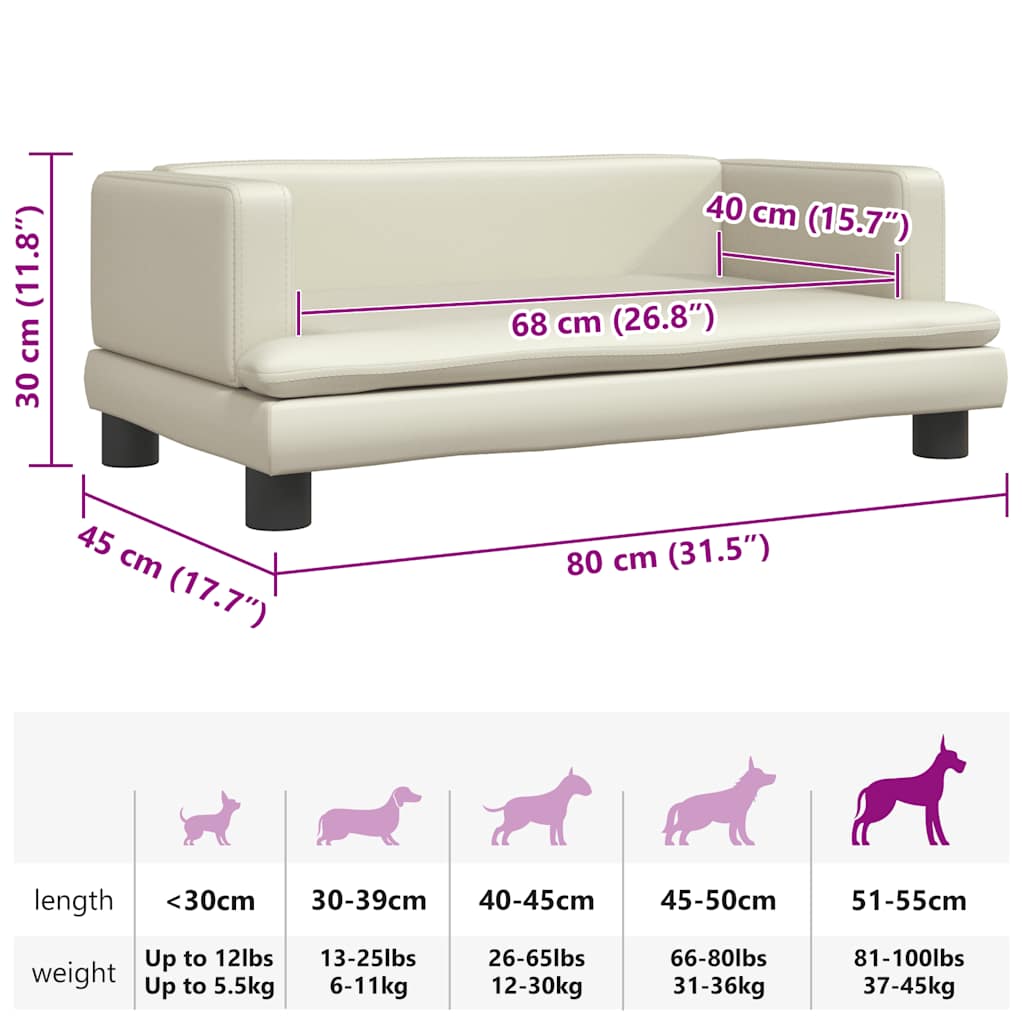 Hundebett Creme 80x45x30 cm Kunstleder