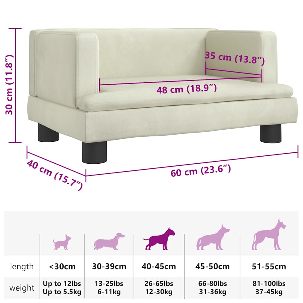 Hundebett Creme 60x40x30 cm Samt
