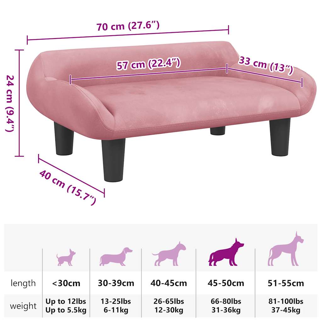 Hundebett Rosa 70x40x24 cm Samt