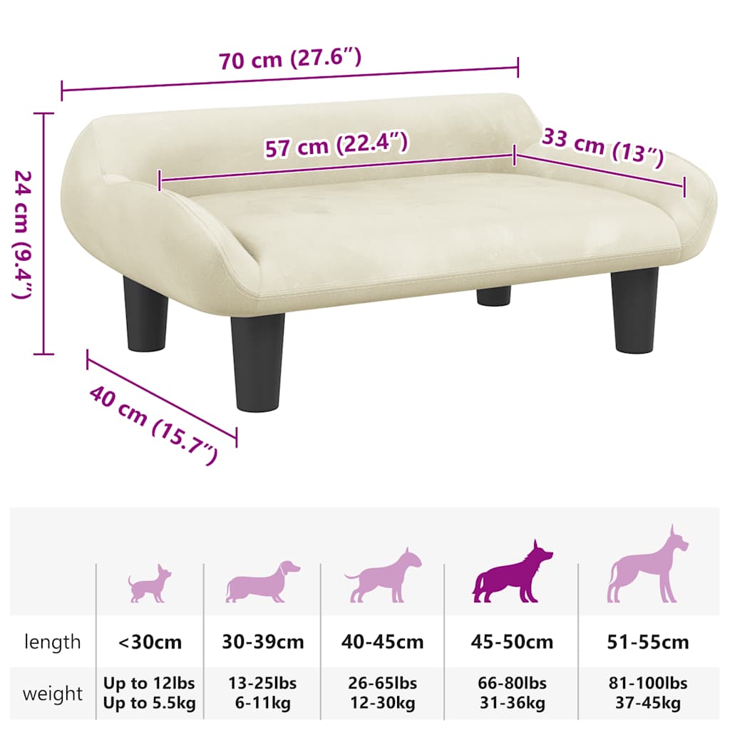 Hundebett Creme 70x40x24 cm Samt