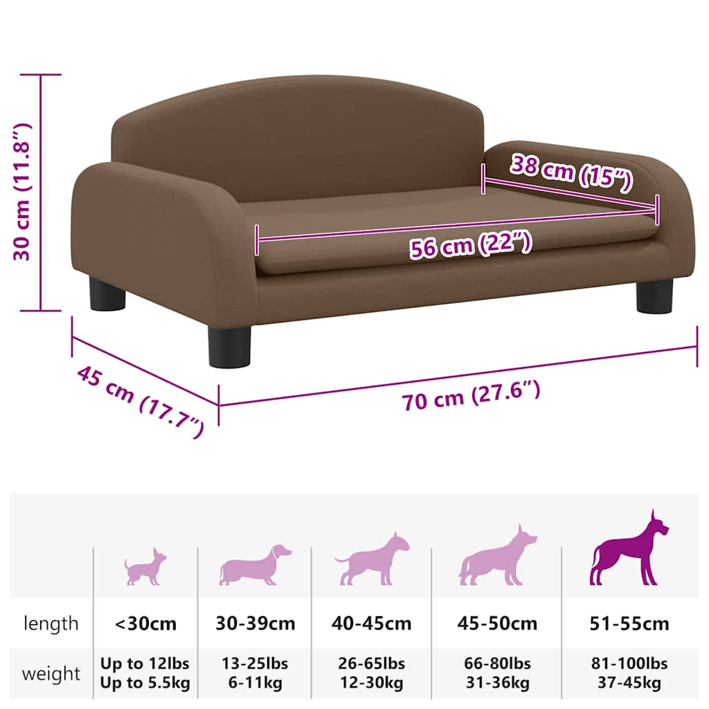 Hundebett Braun 70x45x30 cm Stoff