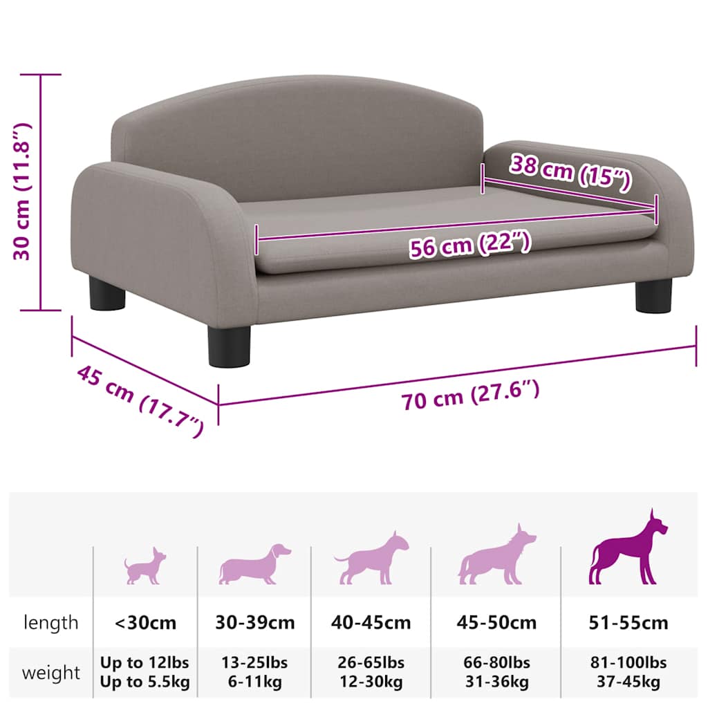 Hundebett Taupe 70x45x30 cm Stoff