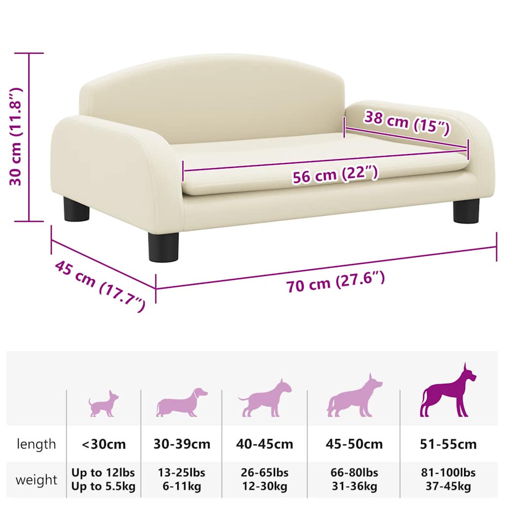 Hundebett Creme 70x45x30 cm Kunstleder
