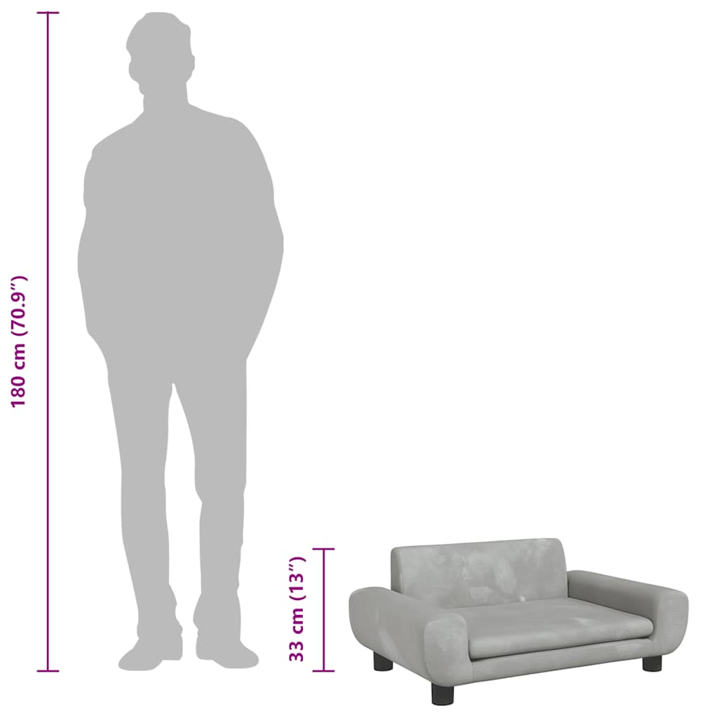 Hundebett Hellgrau 70x45x33 cm Samt