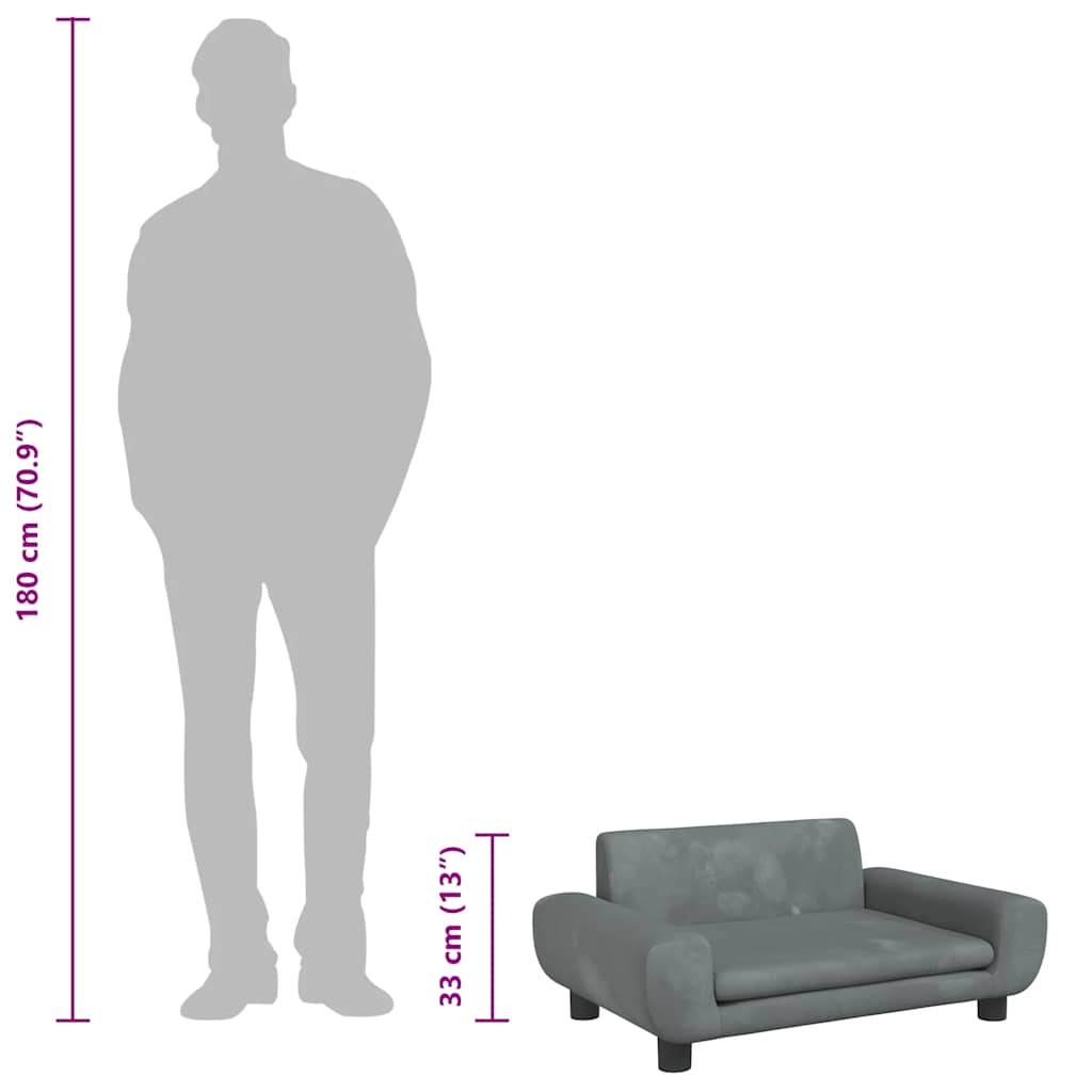 Hundebett Dunkelgrau 70x45x33 cm Samt