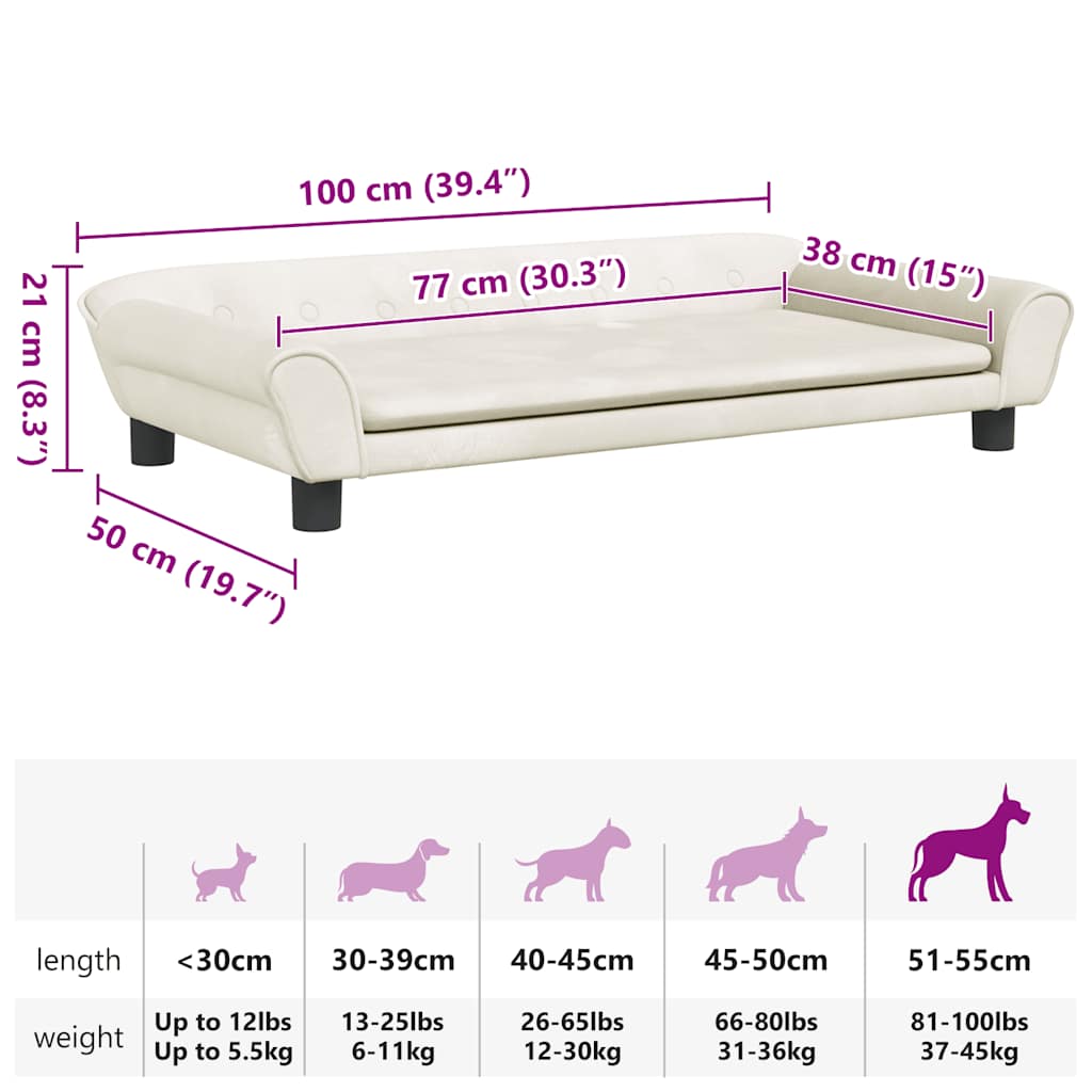Hundebett Creme 100x50x21 cm Samt