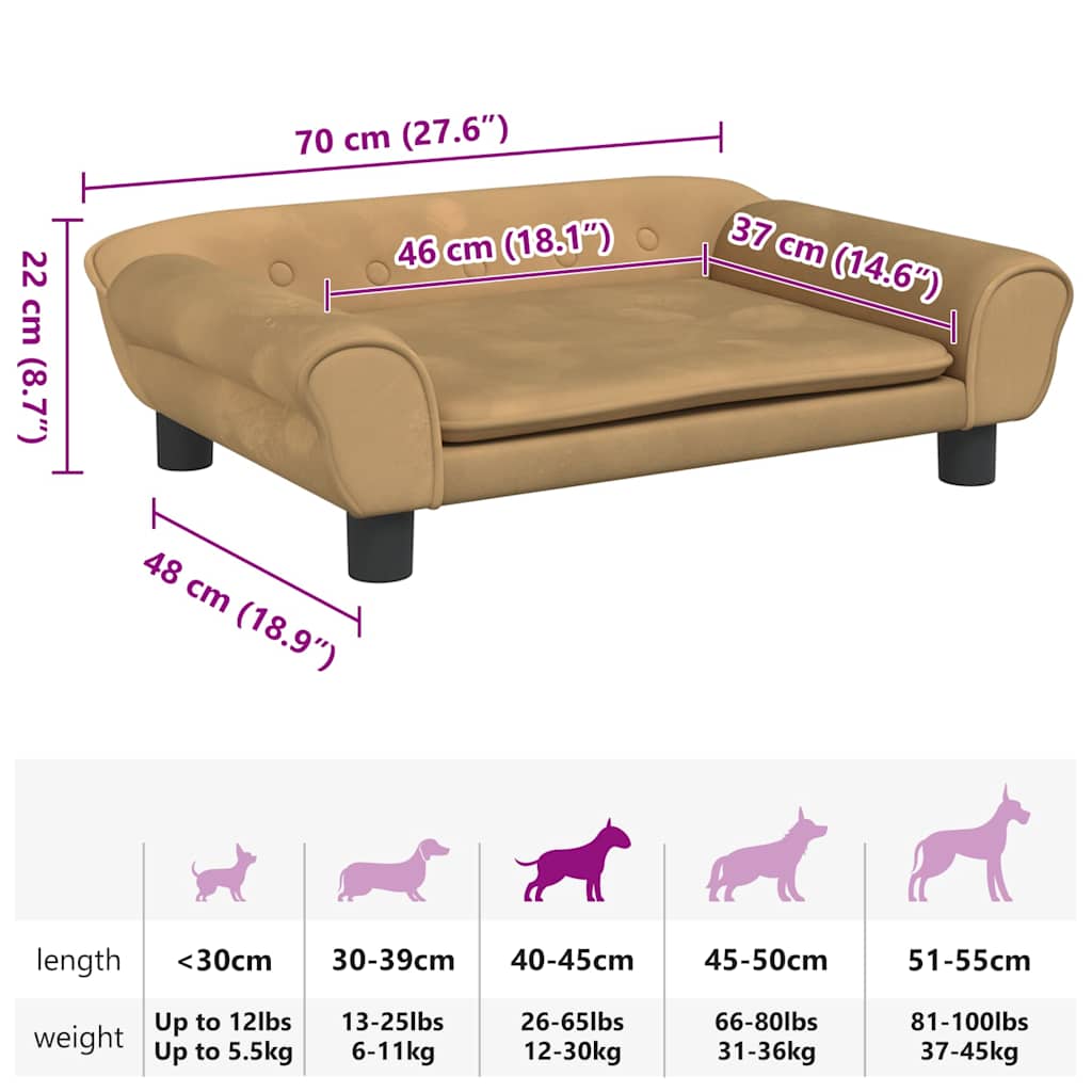 Hundebett Braun 70x48x22 cm Samt