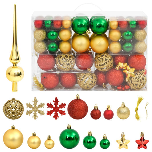 Set di palline di Natale da 112 pezzi, rosso, verde, oro, polistirolo