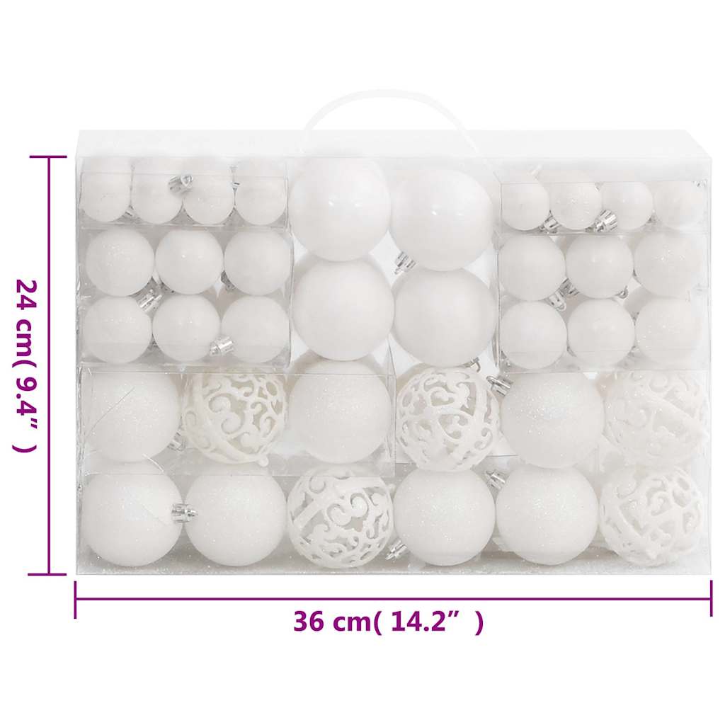 Set di palline di Natale da 111 pezzi, polistirolo bianco