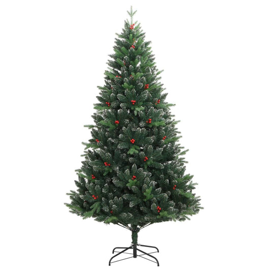 Albero di Natale artificiale, pieghevole, con bacche rosse, 150 cm