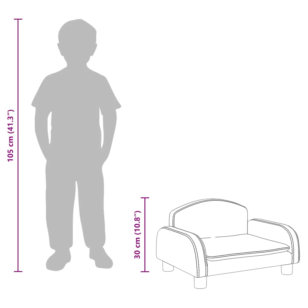 Kindersofa Schwarz 50x40x30 cm Kunstleder