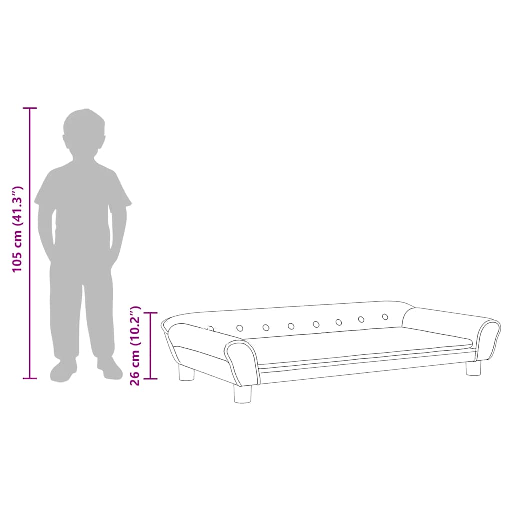 Kindersofa Dunkelgrau 100x50x26 cm Samt