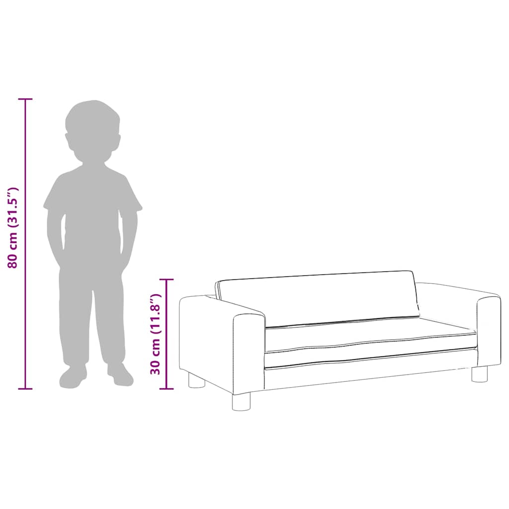 Kindersofa mit Hocker Dunkelgrau 100x50x30 cm Samt