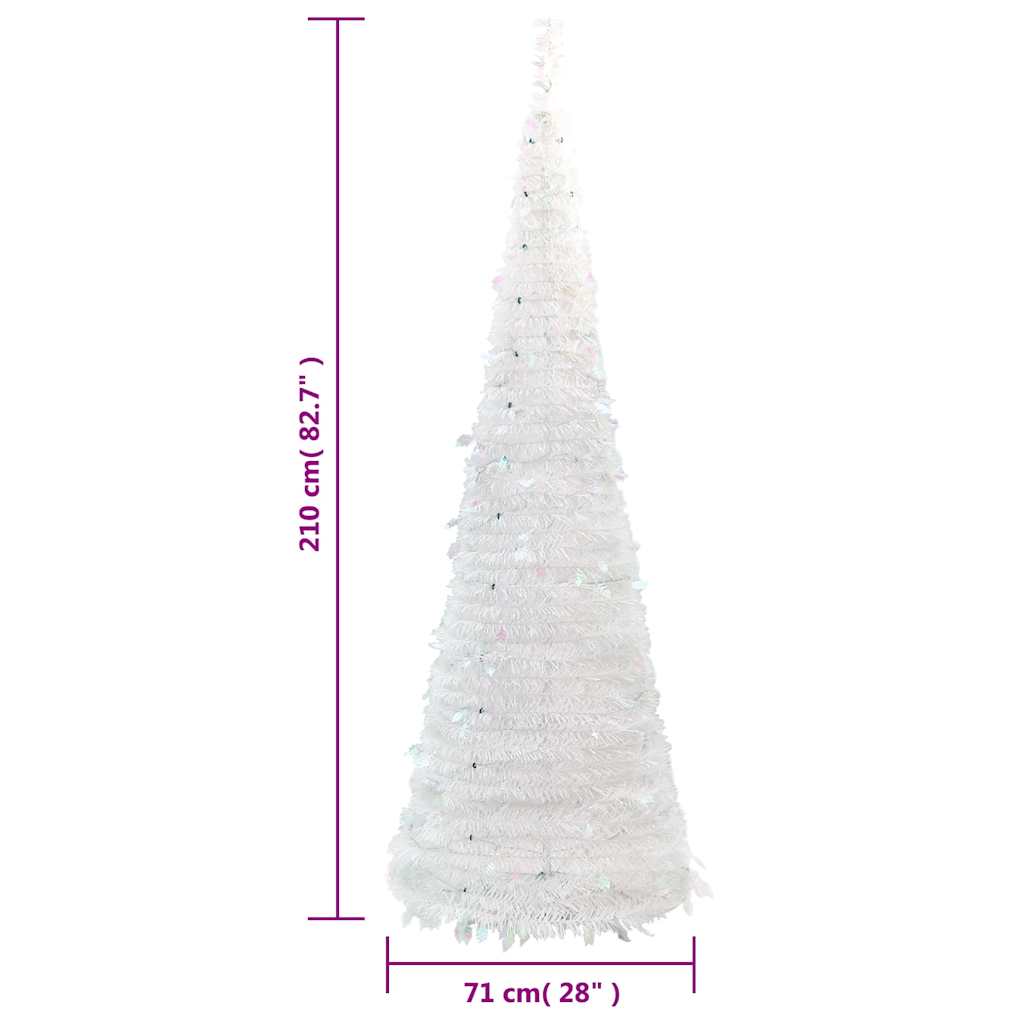 Albero di Natale artificiale pop-up con 200 LED, bianco, 210 cm