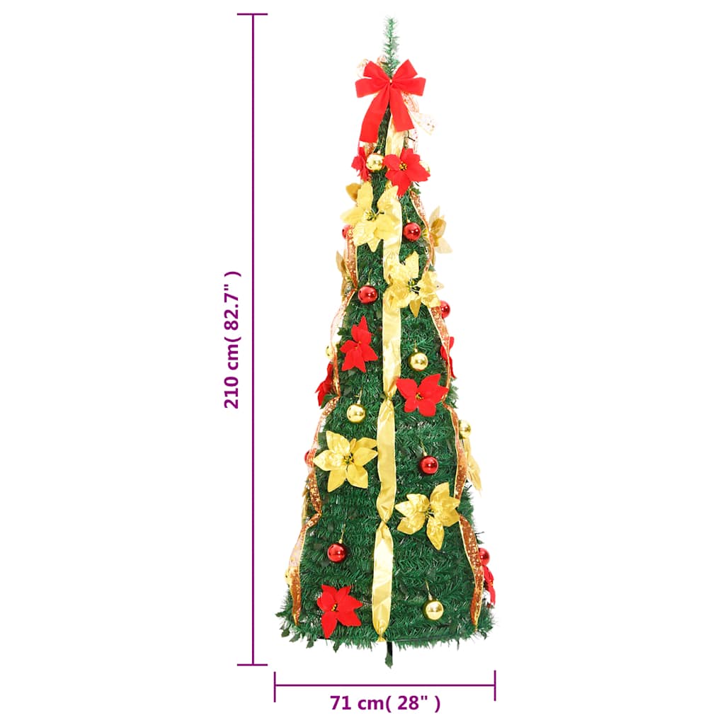 Albero di Natale artificiale pop-up con 200 LED, verde, 210 cm