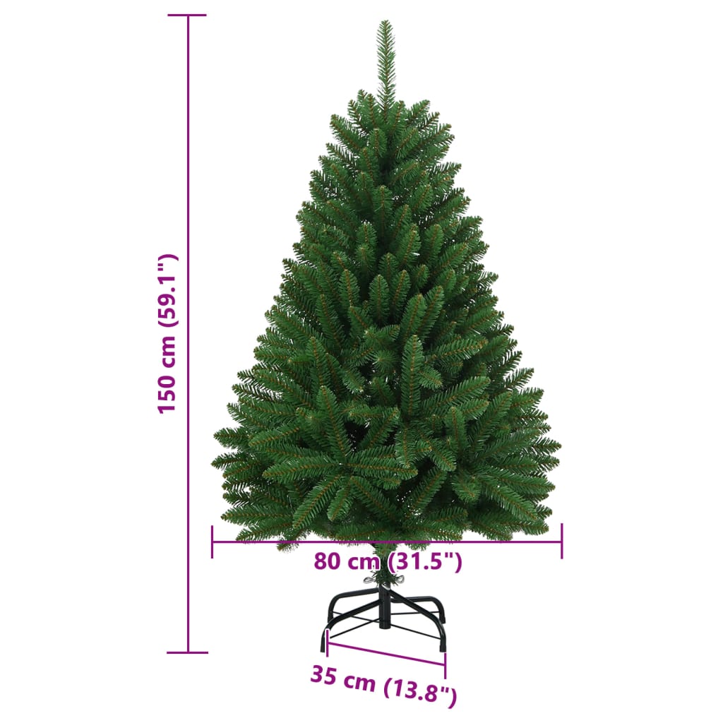 Albero di Natale artificiale, pieghevole, con supporto, verde, 150 cm