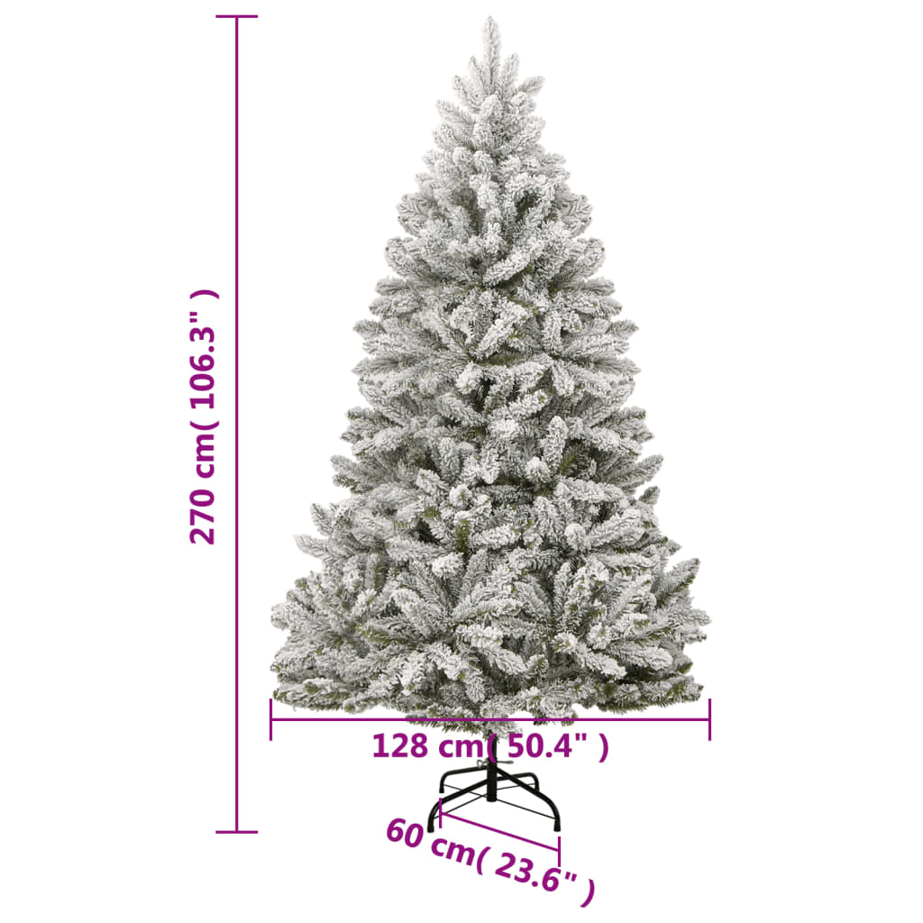 Albero di Natale artificiale, pieghevole, innevato, 270 cm