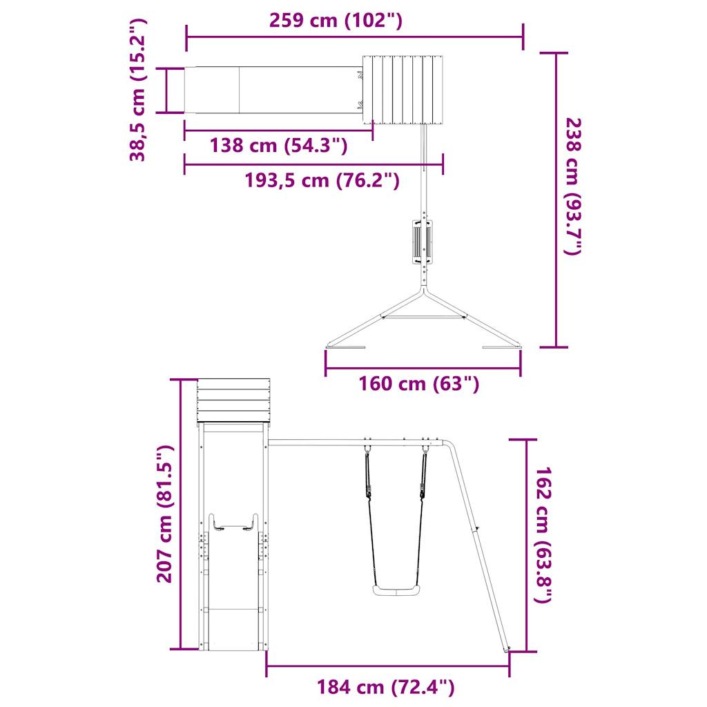 Spielturm Imprägniertes Kiefernholz