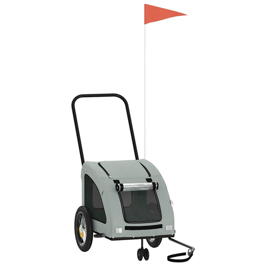 Rimorchio per bicicletta per cani, tessuto Oxford grigio e ferro