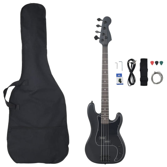E-Bass für Anfänger mit Tasche Schwarz 4/4 46"