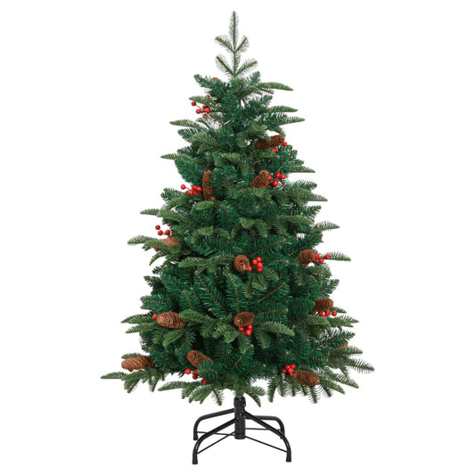 Albero di Natale artificiale, pieghevole, con pigne e bacche, 150 cm