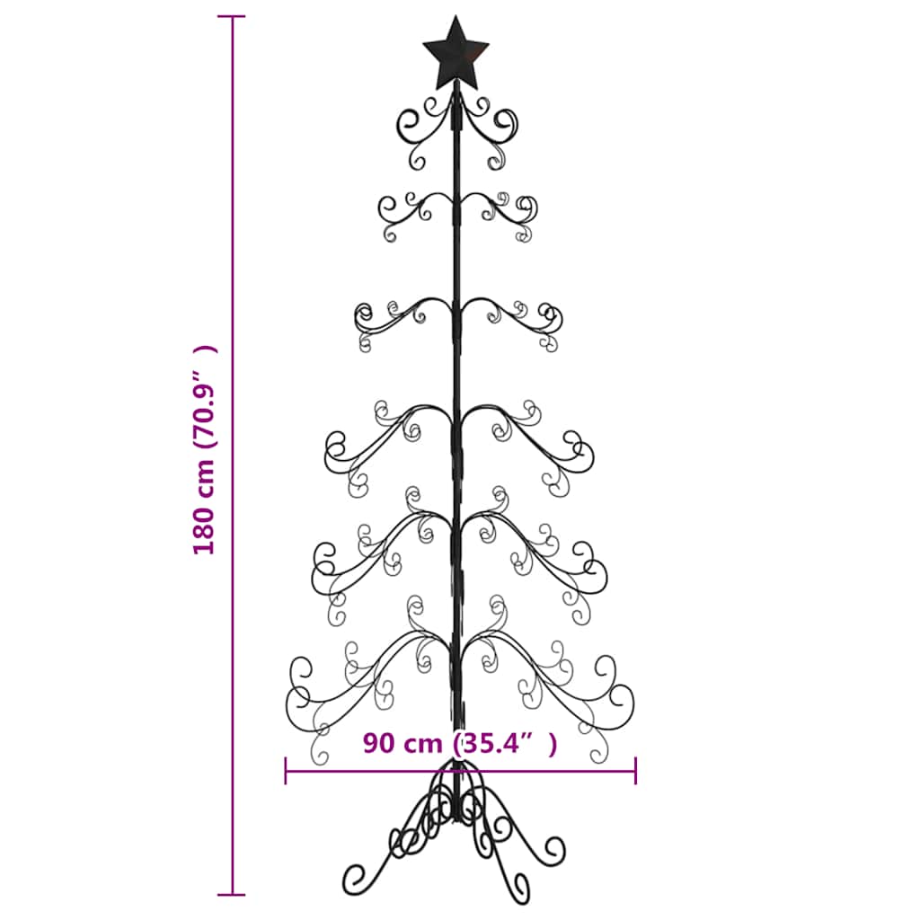 Metall-Weihnachtsbaum für Dekorationen Schwarz 180 cm