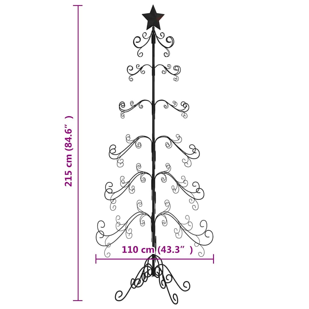Albero di Natale in metallo per decorazioni, nero, 215 cm