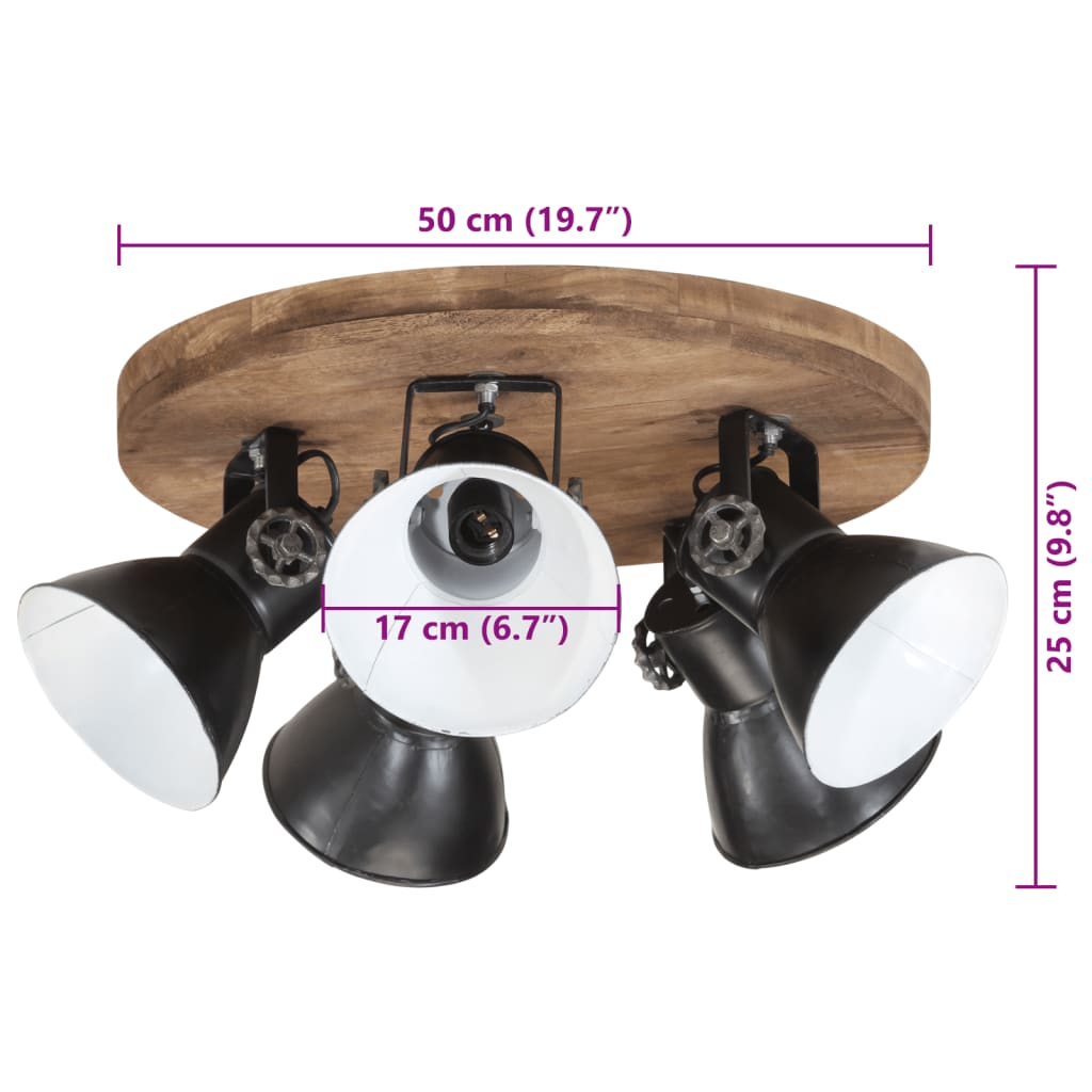 Plafoniera 25 W Nero 50x50x25 cm E27