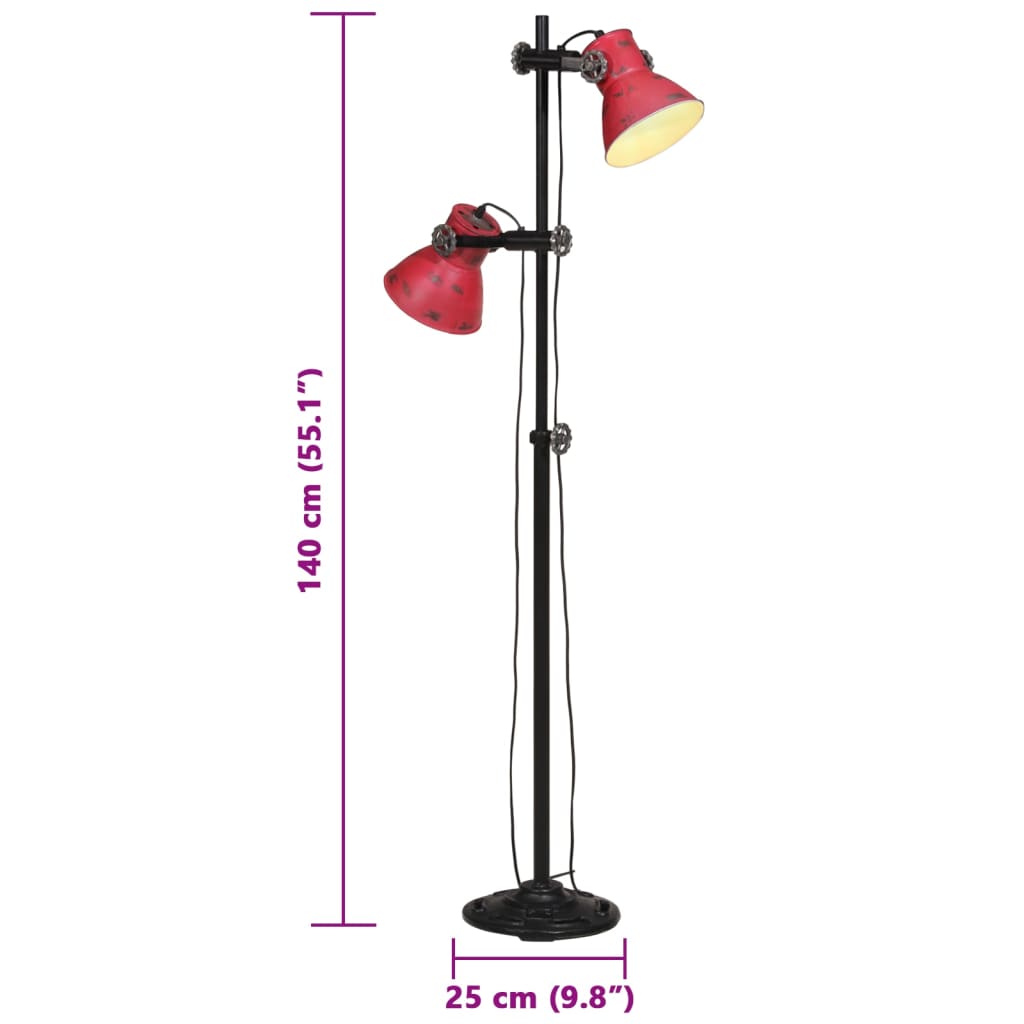 Lampada da terra 25 W rossa 25x25x90/140 cm E27