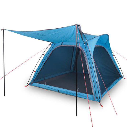 Tenda da campeggio per 4 persone, blu, sgancio rapido, impermeabile