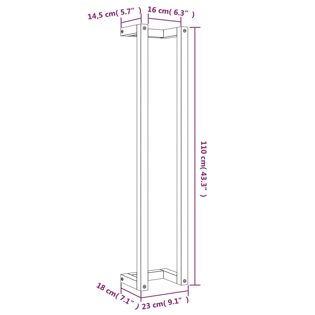 Portasciugamani, marrone cerato, 23x18x110 cm, legno di pino massiccio