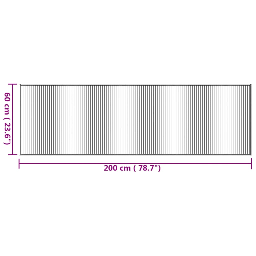Teppich Rechteckig Natur 60x200 cm Bambus