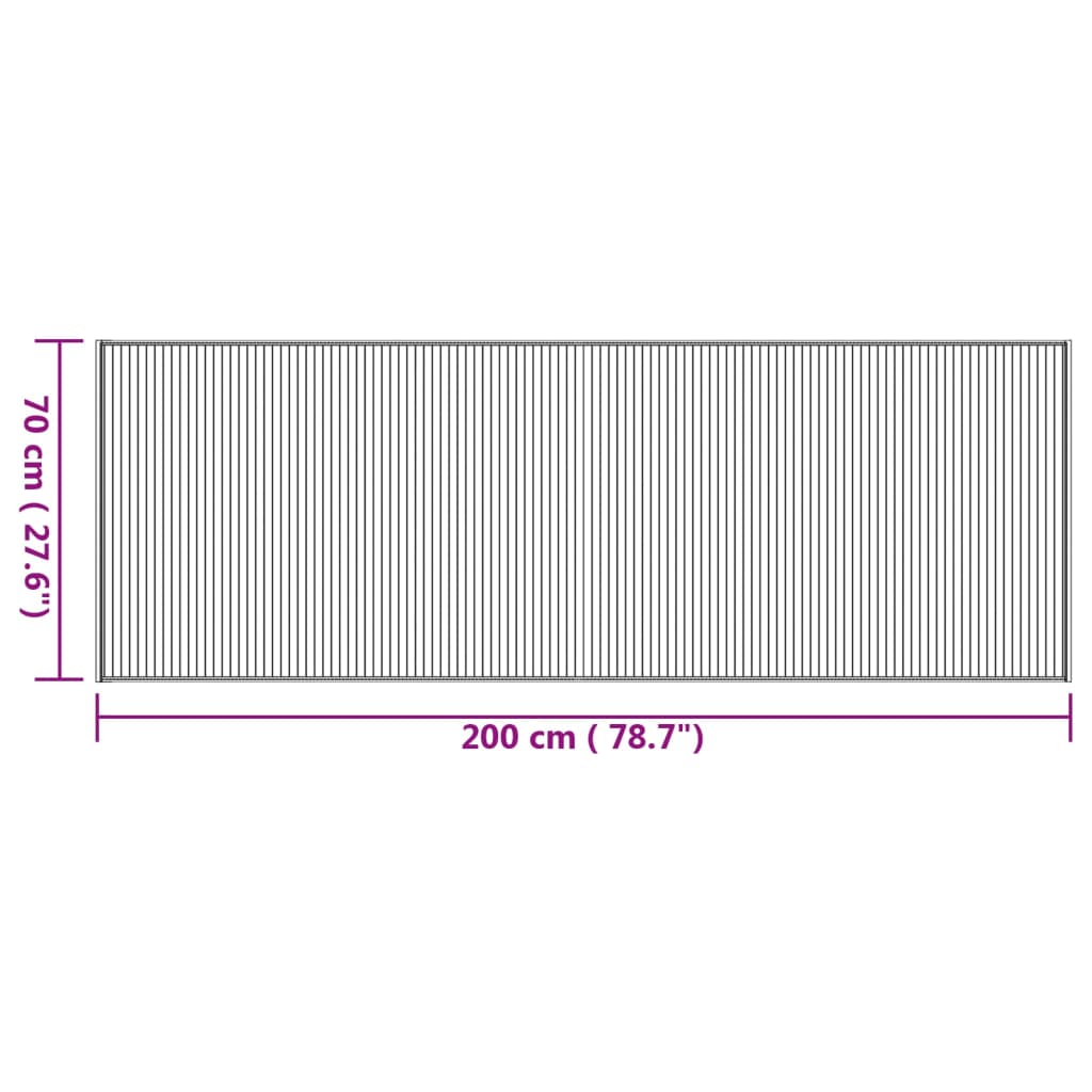 Tappeto rettangolare, finitura naturale, 70x200 cm, bambù