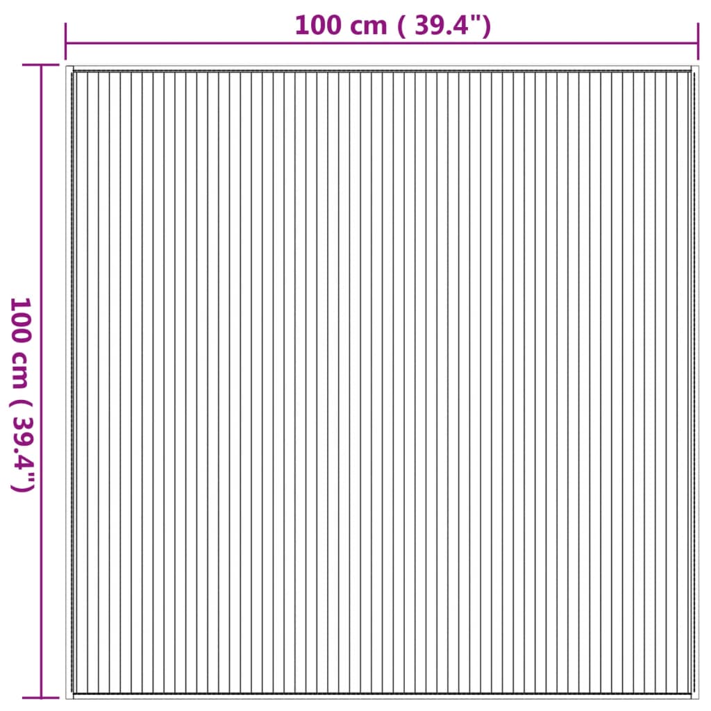 Tappeto quadrato, finitura naturale, 100x100 cm, bambù