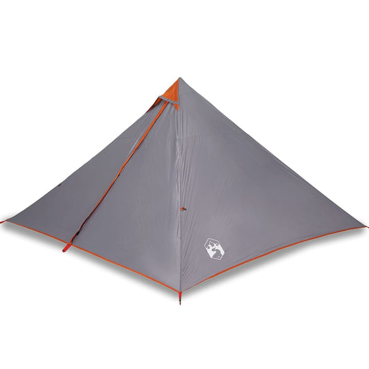 Tenda Tipi Family per 7 persone, grigia e arancione, impermeabile